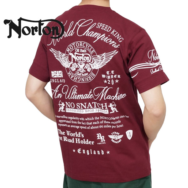 ノートン ロゴ刺繍 ウイング サークル 半袖Tシャツ メンズ 新作2024年モデル NORTON 2...