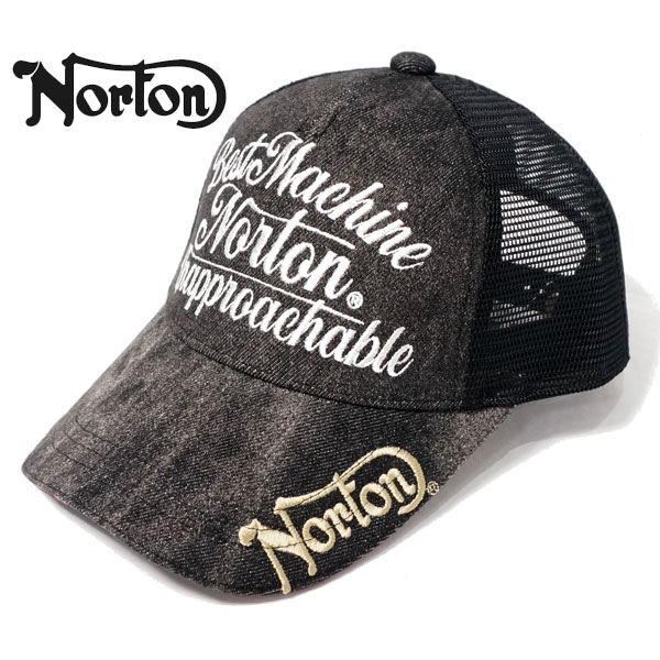 ノートン ロゴ刺繍 パイピング デニム メッシュキャップ 帽子 メンズ 新作2024年モデル NORTON 242n8700｜02brand｜02