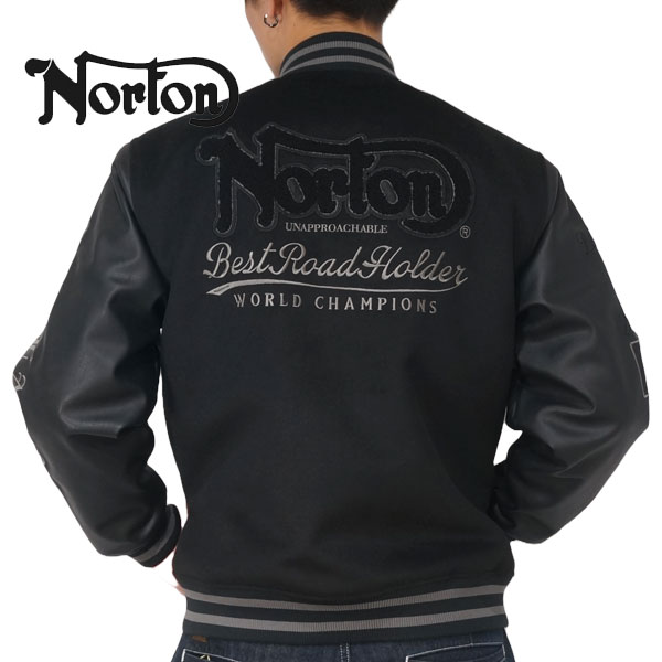 Norton スタジャン ブラック 中古・古着通販】Norton (ノートン) ロゴサガラ刺繍 モノトーン
