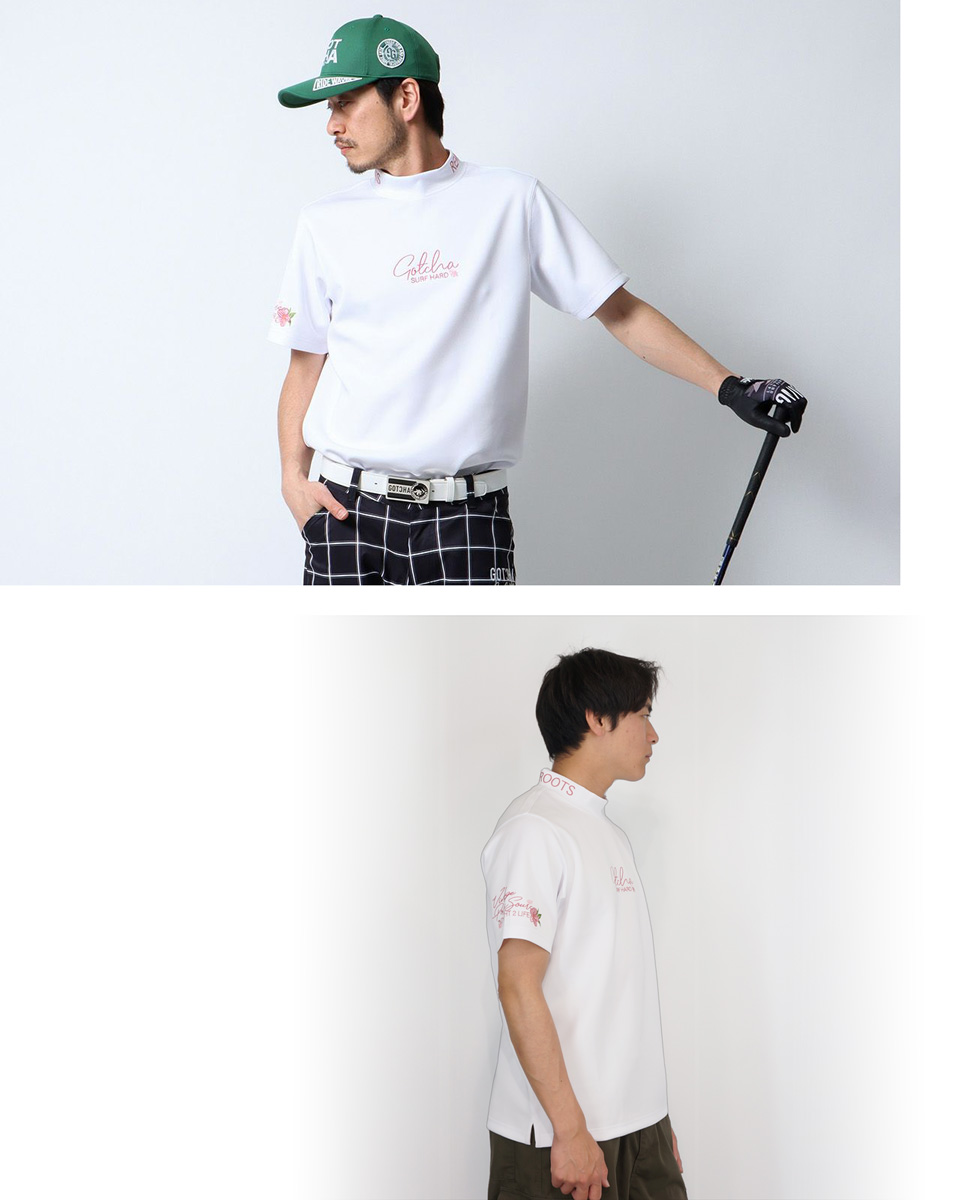 GOTCHA GOLF ガッチャゴルフ サクラピンク ロゴプリント モック