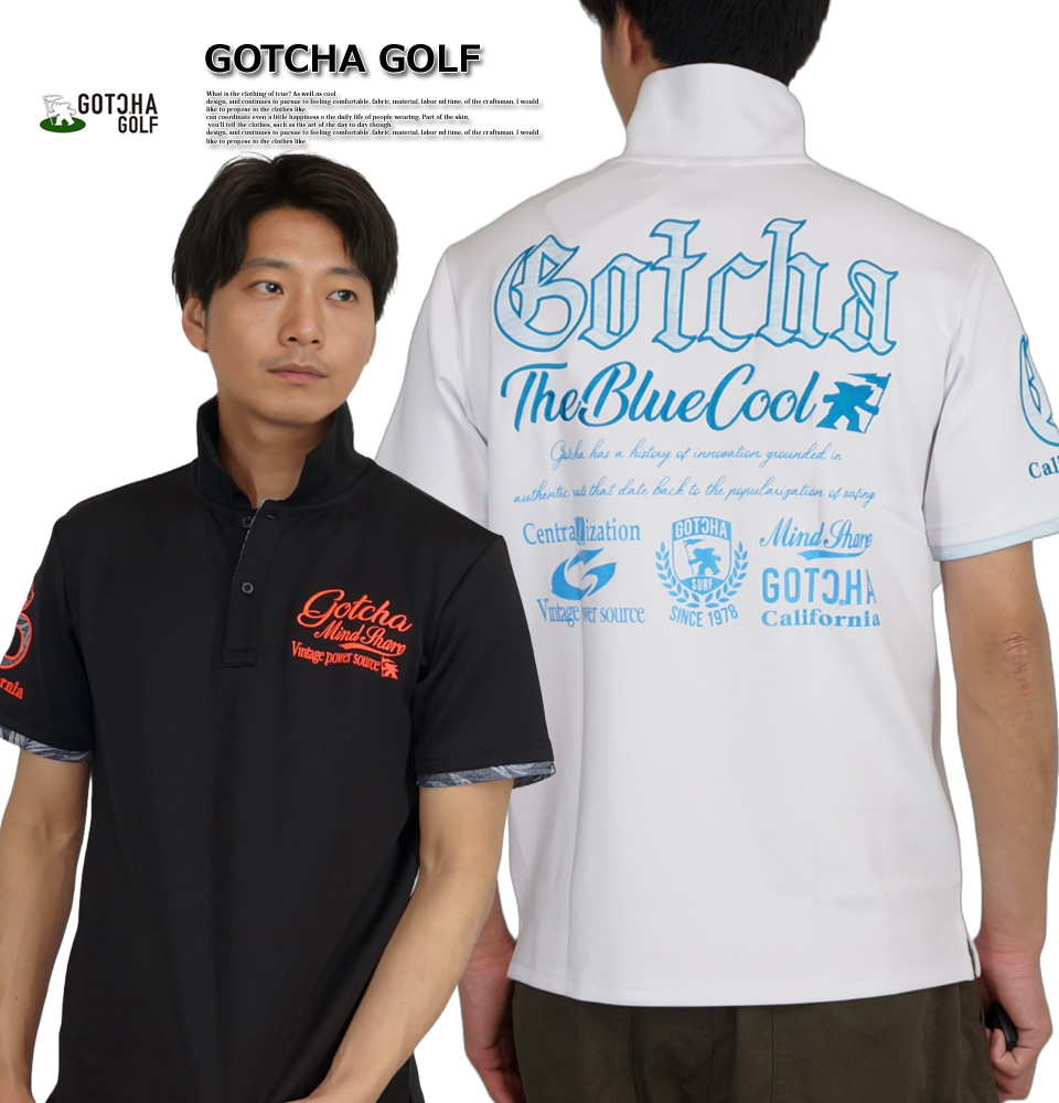 GOTCHA GOLF ガッチャゴルフ ボタニカルネオン柄 ロゴ刺繍 半袖