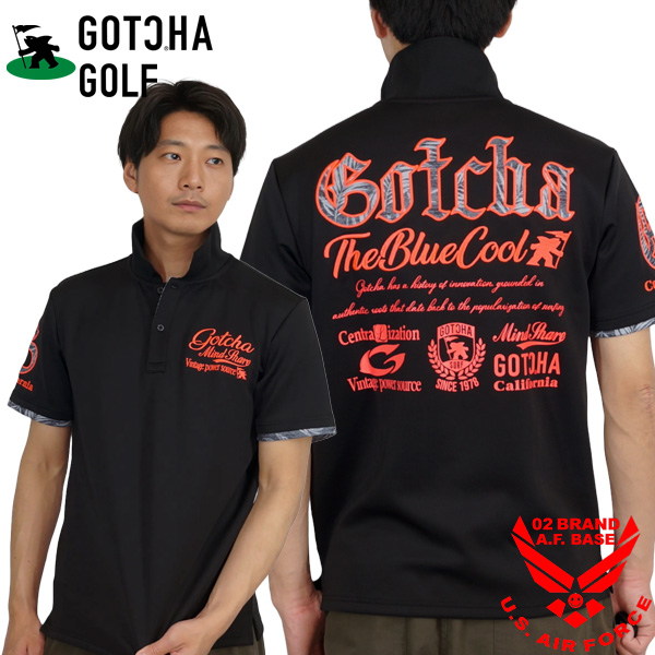 GOTCHA GOLF ガッチャゴルフ ボタニカルネオン柄 ロゴ刺繍 半袖