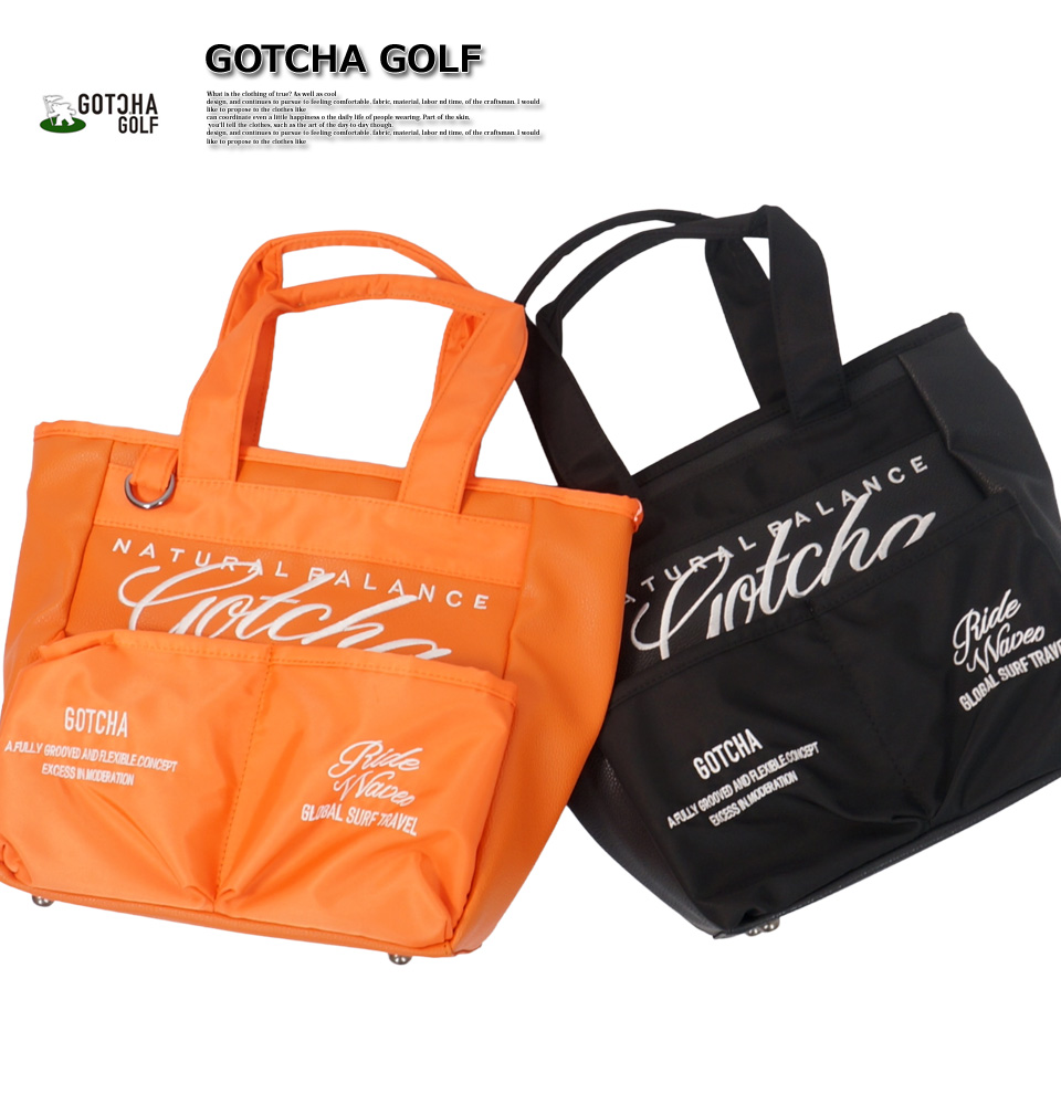 GOTCHA GOLF ガッチャゴルフ 撥水 ロゴ刺繍 PU切替 スクエア型