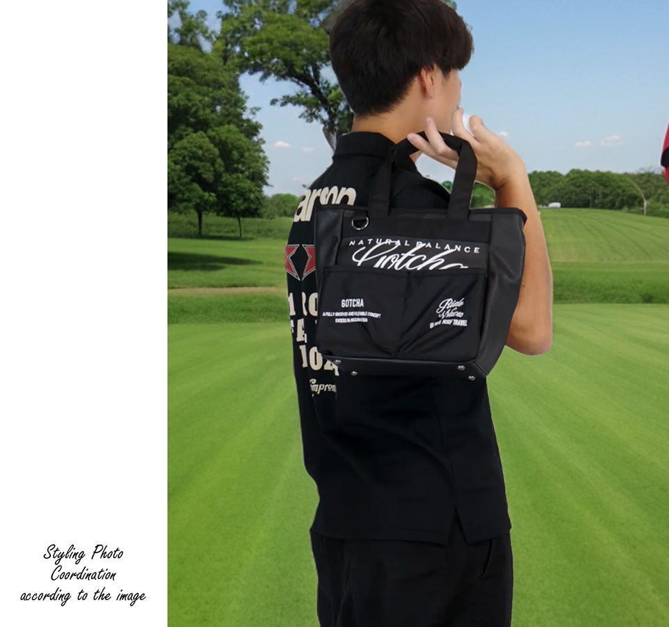GOTCHA GOLF ガッチャゴルフ 撥水 ロゴ刺繍 PU切替 スクエア型
