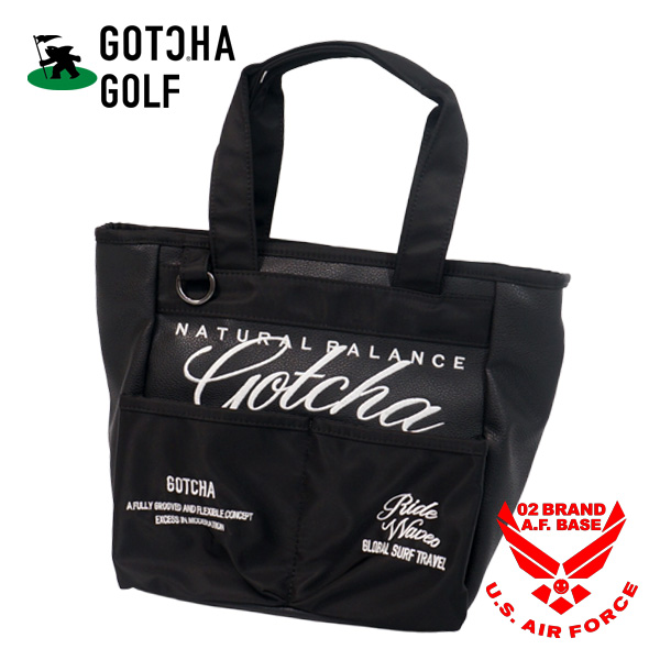 GOTCHA GOLF ガッチャゴルフ 撥水 ロゴ刺繍 PU切替 スクエア型