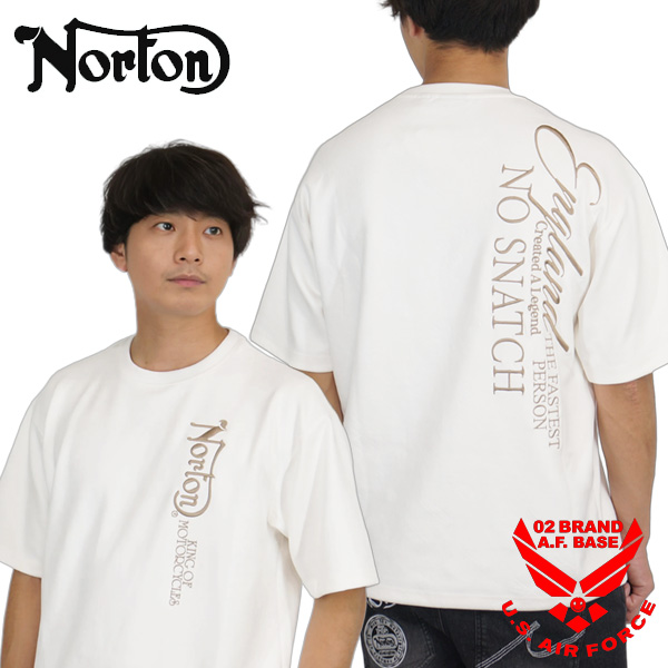 ノートン（NORTON） ロゴ刺繍 フェイクスウェード 半袖Tシャツ メンズ