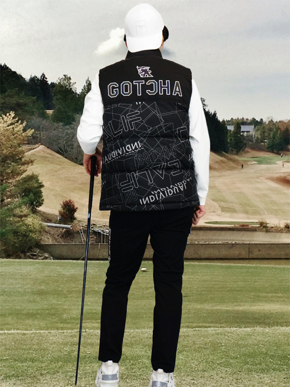 ベスト　ドラゴン　ゴルフ　メンズ　M GOTCHA GOLF ガッチャゴルフ マジョーラロゴ刺繍 ディメンション