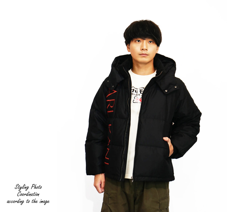 Karl Kani（カールカナイ） ロゴ刺繍 ブラックレッド ダウンジャケット