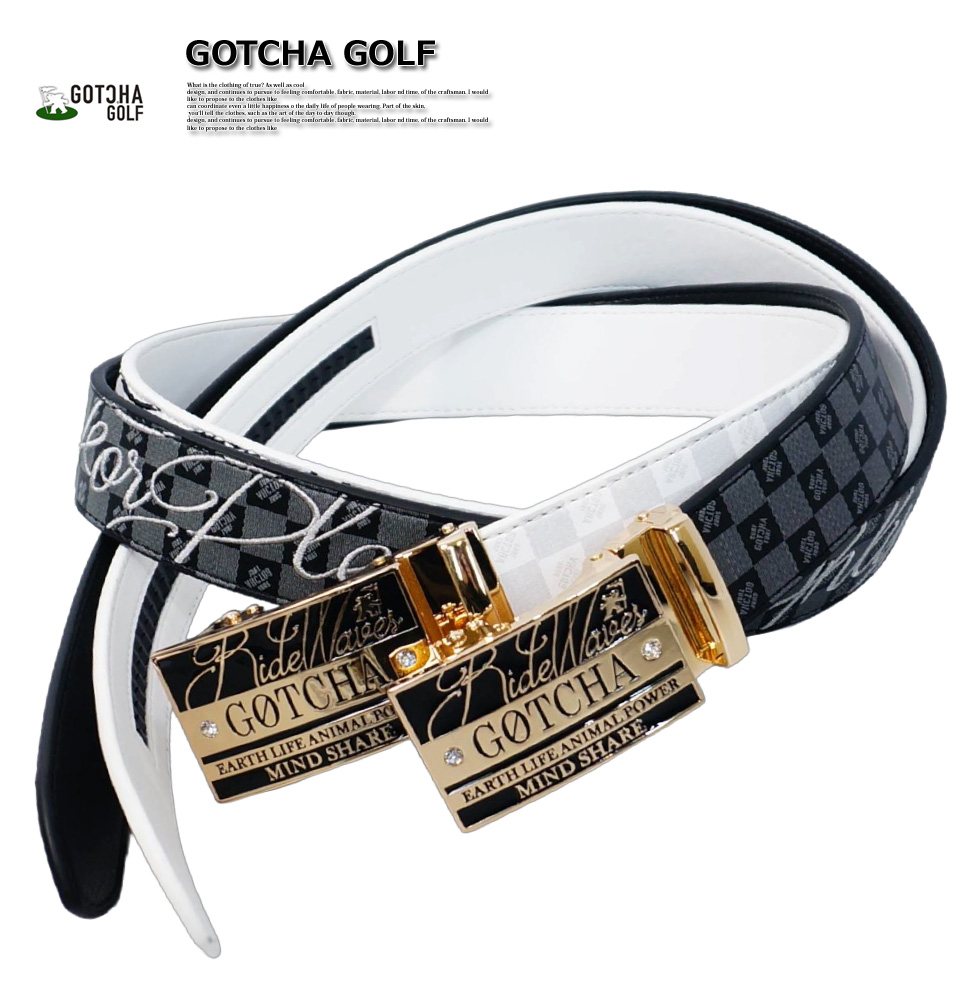 GOTCHA GOLF ガッチャゴルフ ロゴ刺繍 ブロックチェック柄 ホールレス