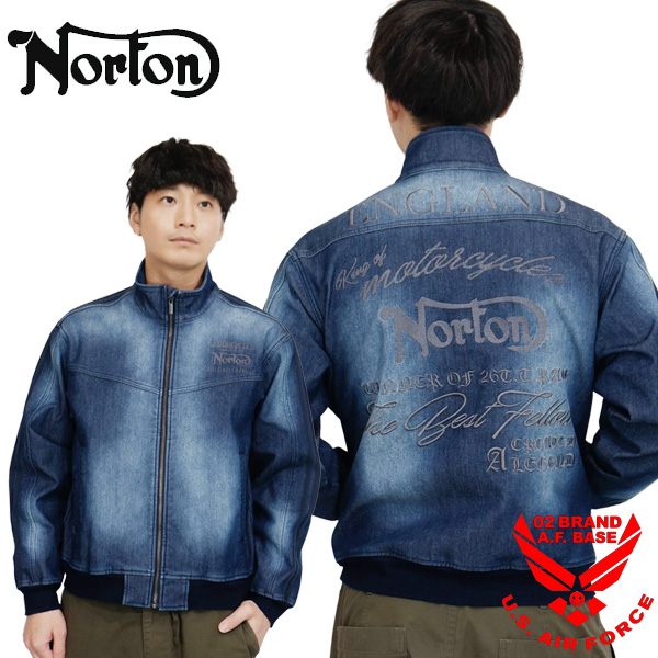 ノートン（NORTON） 防風 ロゴ刺繍 ストレッチ デニムジャケット