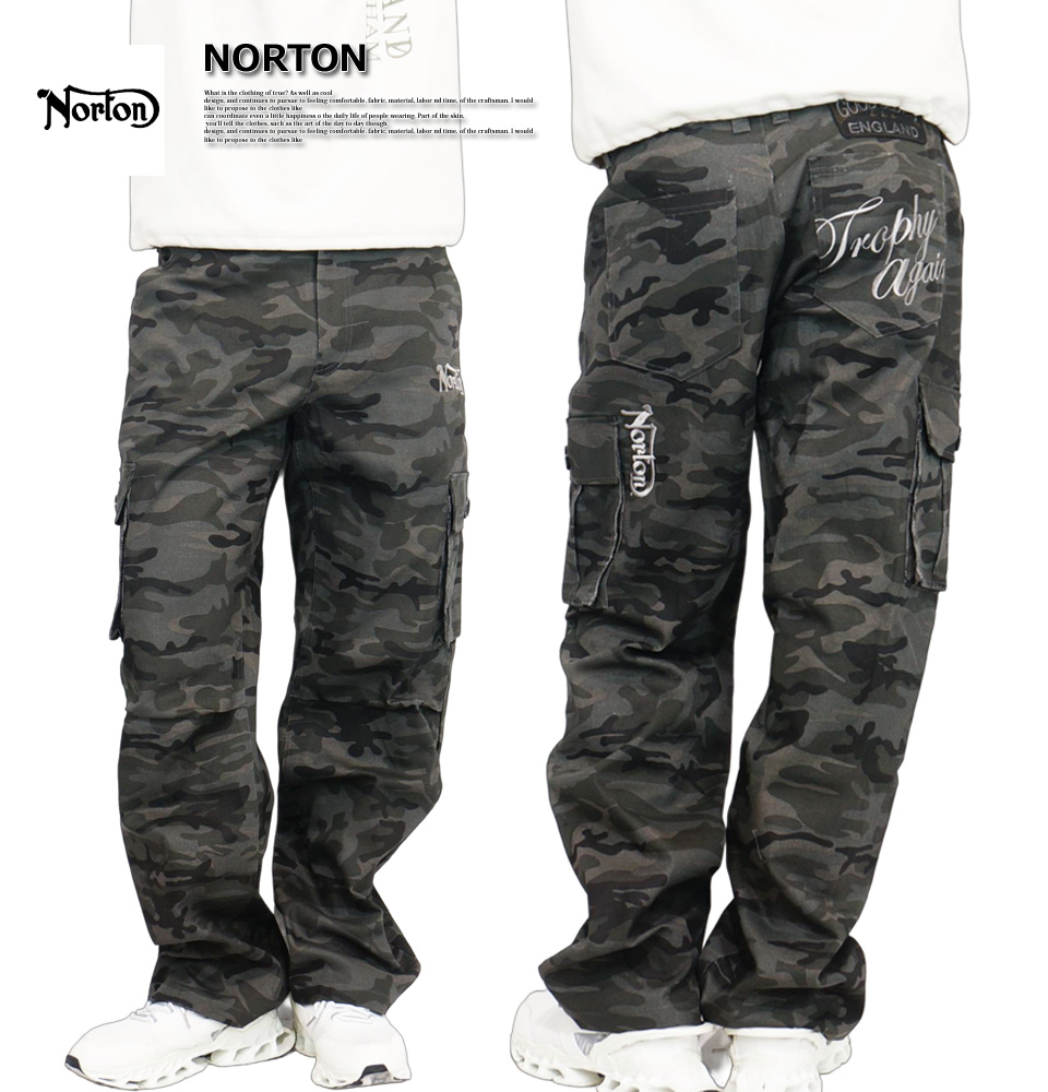 ノートン（NORTON） ロゴ刺繍 迷彩 カーゴパンツ メンズ 新作2026年