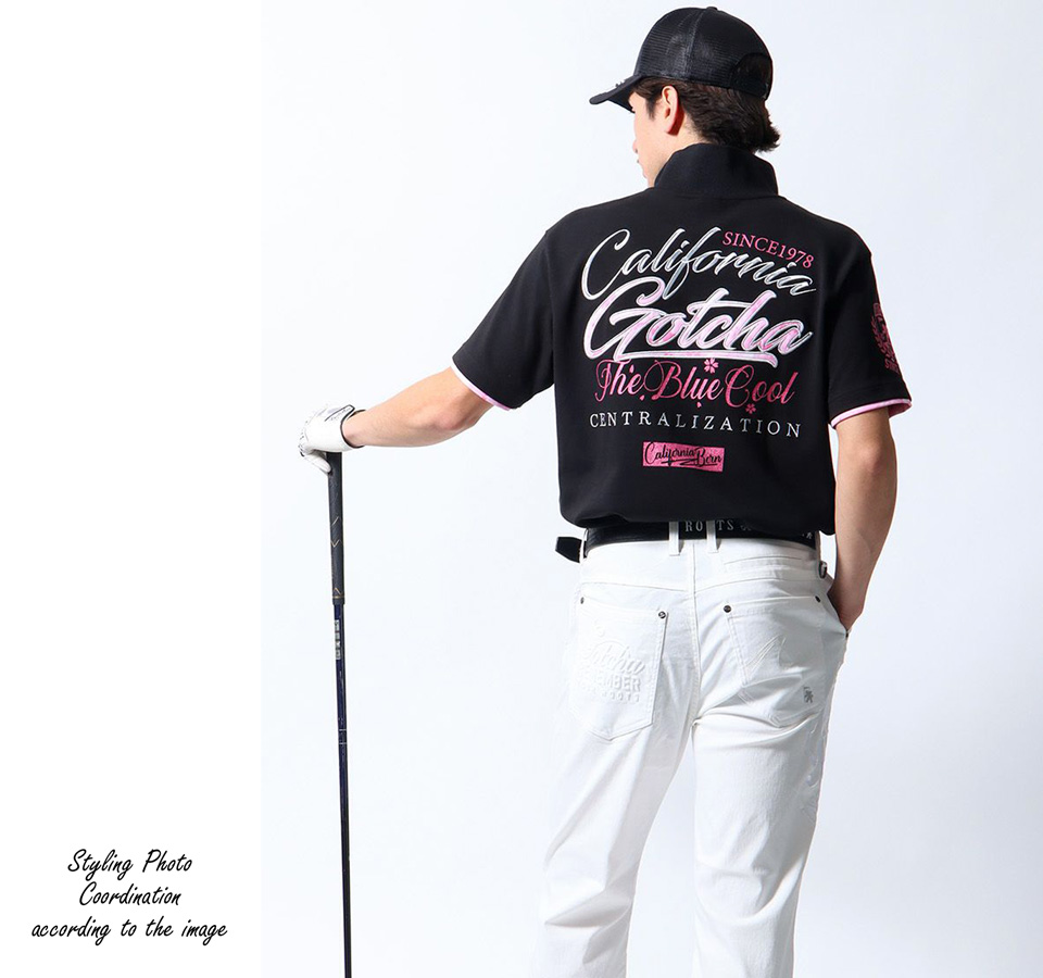 GOTCHA GOLF ガッチャゴルフ UVカット シャイニーピンク サクラ刺繍