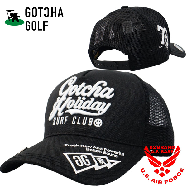Gotcha Golf ゴルフ フルジップ 黒 M 刺繍ロゴ GOTCHA GOLF ガッチャゴルフ ハーフジップ シャツ ゴルフ ウェア