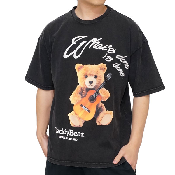 テディベア ギターリストテディープリント ルーズサイズ 半袖Tシャツ ユニセックス 新作2024年モデル Teddy Bear 324106｜02brand｜03