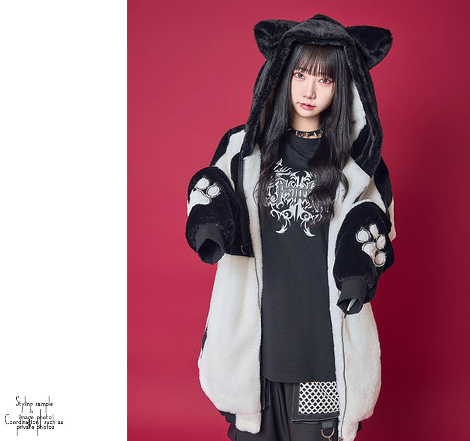 ジャケット・アウター Fuzzykon サイコネーション 猫耳天使 しっぽ付き ファーブルゾンジャケット