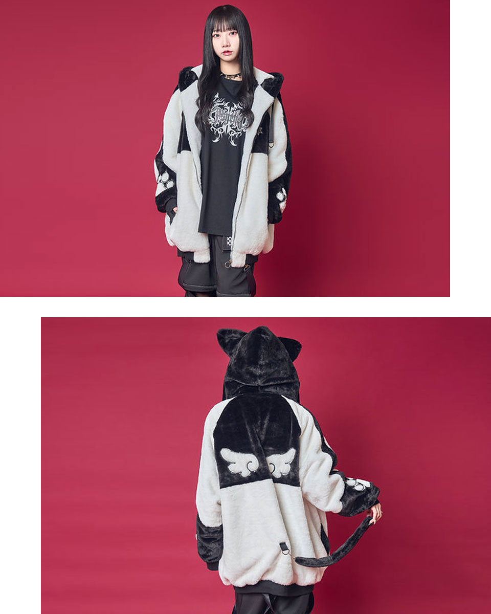 サイコネーション 猫耳天使 しっぽ付き ファーブルゾンジャケット