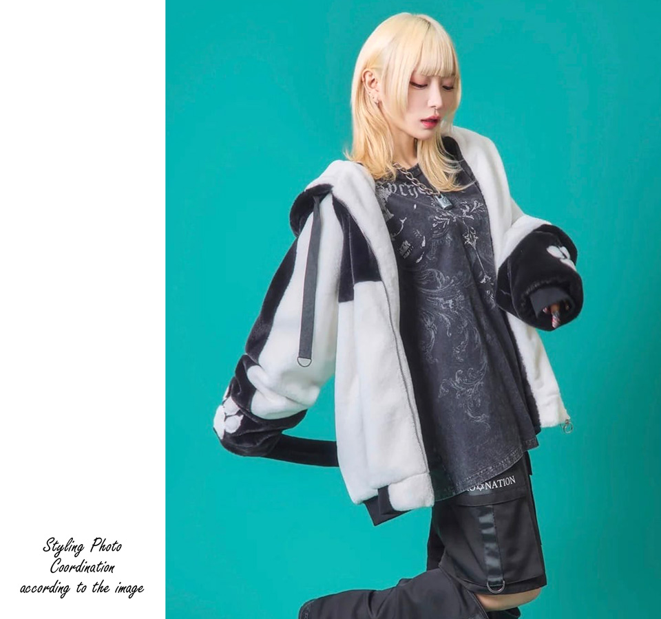 サイコネーション モコモコ猫耳肉球 しっぽ付き ファーフードブルゾン