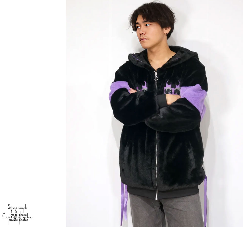 サイコネーション クロスハート刺繍 サイドリボン付き セーラーファー