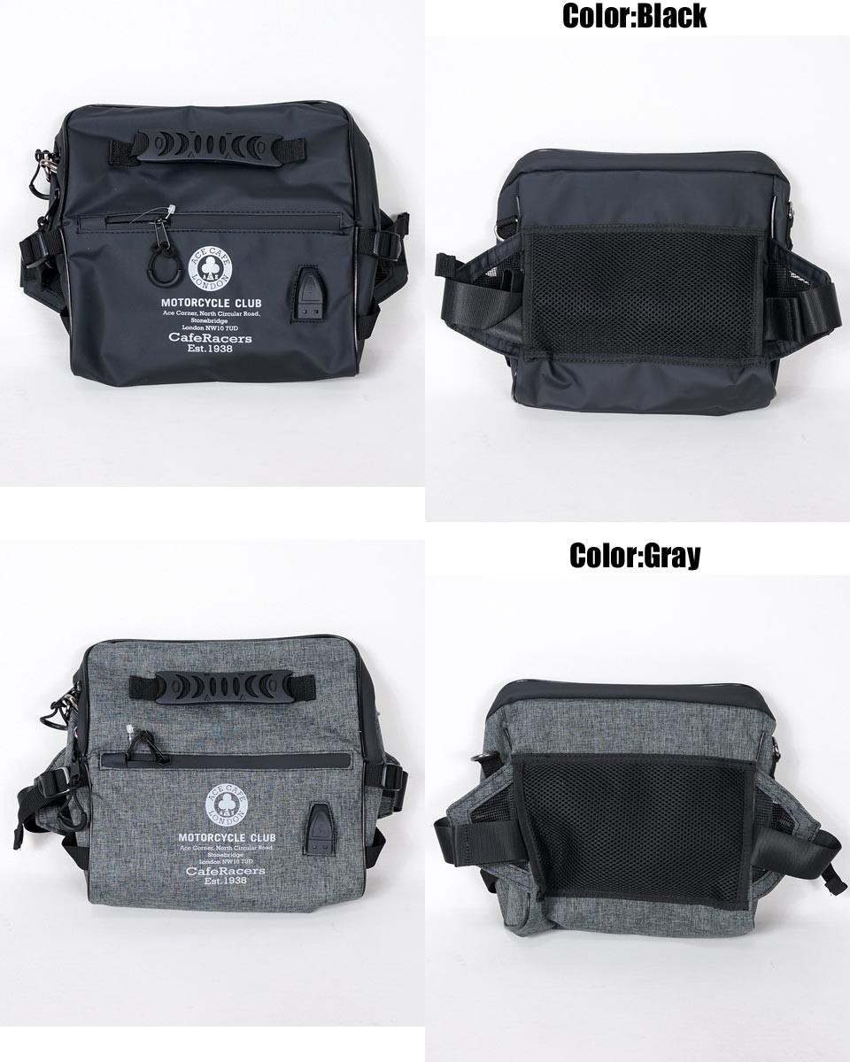 ロンドン本店購入品　ace cafe london ブラックショルダーバッグ ACE CAFE LONDON（エースカフェロンドン） 2Wayショルダーバッグ ACE