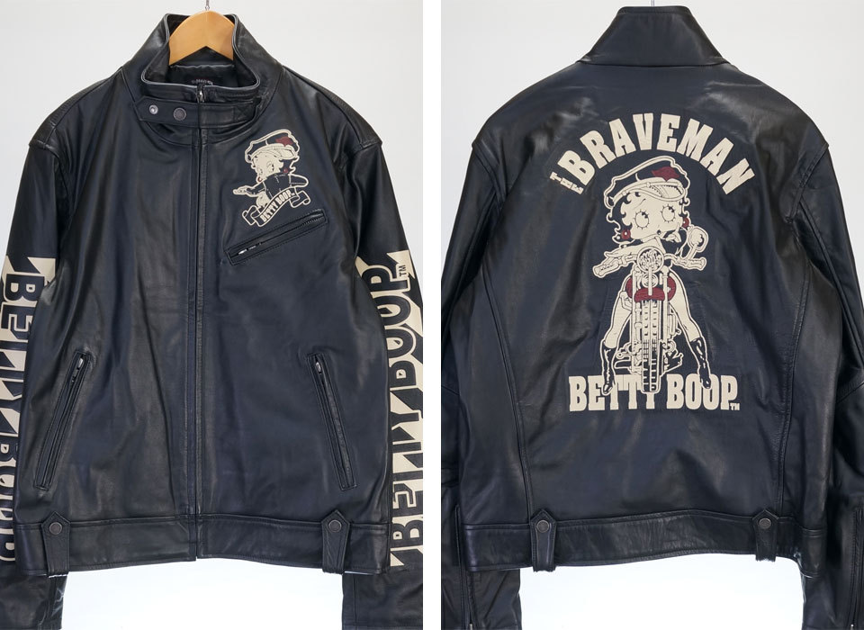 ベティーブープ レザージャケット レザーブルゾン　【２４時間限定セール】 BETTY BOOP アウトレットセール!!ブレイブマン ベティブープ