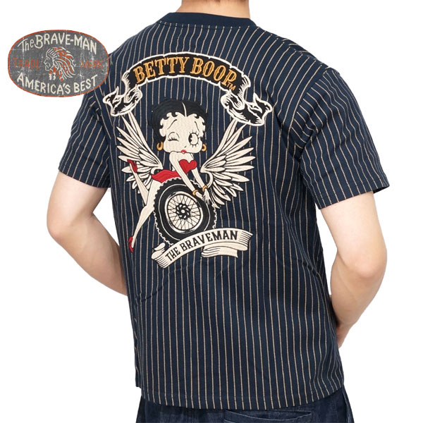 ブレイブマン ベティブープコラボ フライングホイールベティー刺繍 半袖Tシャツ メンズ 新作2024...