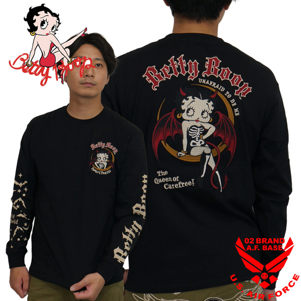 BETTY BOOP（ベティ ブープ） デビルズベティー刺繍 長袖Tシャツ ロン 