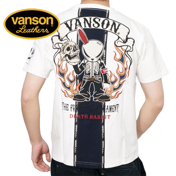 バンソン クローズワーストコラボ デスラビット ホールドスカル 刺繍 半袖Tシャツ メンズ 新作2024年モデル VANSON 武装戦線 TFOA crv-2405｜02brand｜03