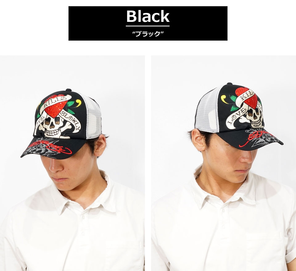 Ed Hardy エド・ハーディー ハートスカル刺繍 ラインスストーン