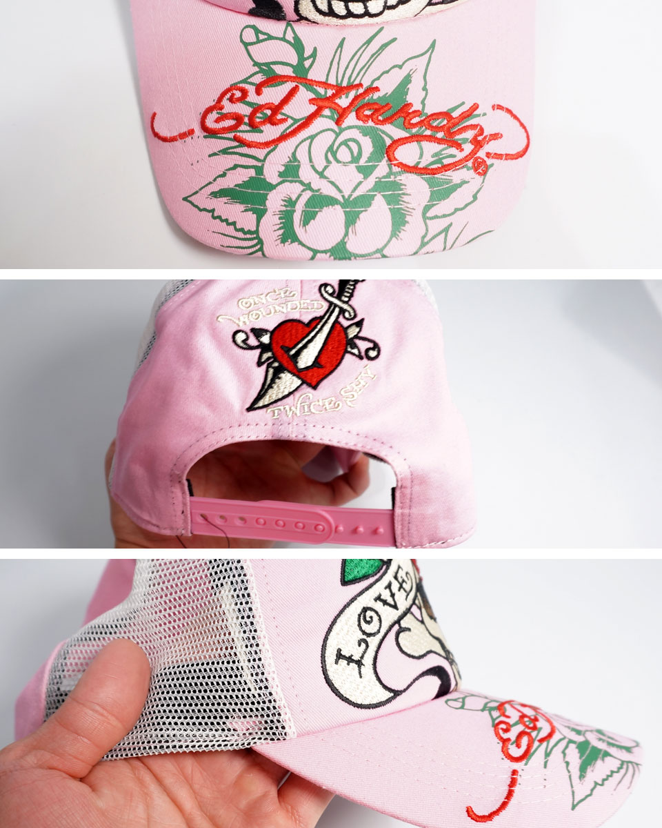 Ed Hardy エド・ハーディー ハートスカル刺繍 ラインスストーン