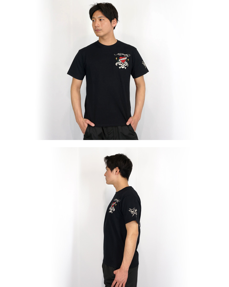 【Ed Hardy】クロス ハート アイボリー クロップ半袖Tシャツ Ed Hardy☆クロスハート アイボリー クロップ Tシャツ