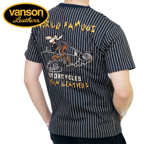 バンソン ルーニーテューンズコラボ バイカーズワイリーコヨーテ 刺繍 半袖Tシャツ メンズ 新作2022年モデル VANSON Looney  Tunes ltv-2207