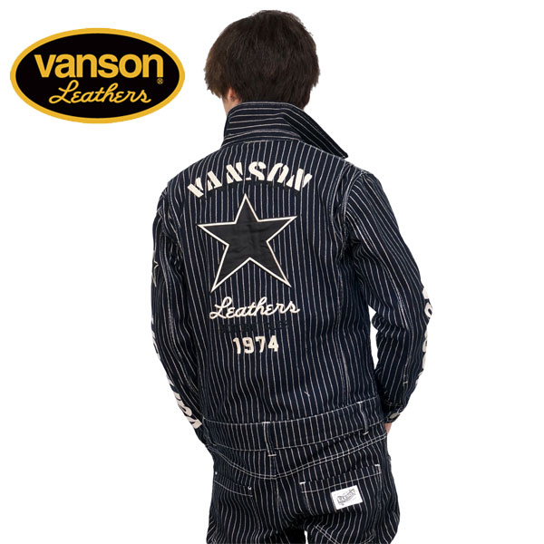 週間売れ筋 ワンスター バンソン VANSON 刺繍 ワーク オールインワン つなぎ パンツ