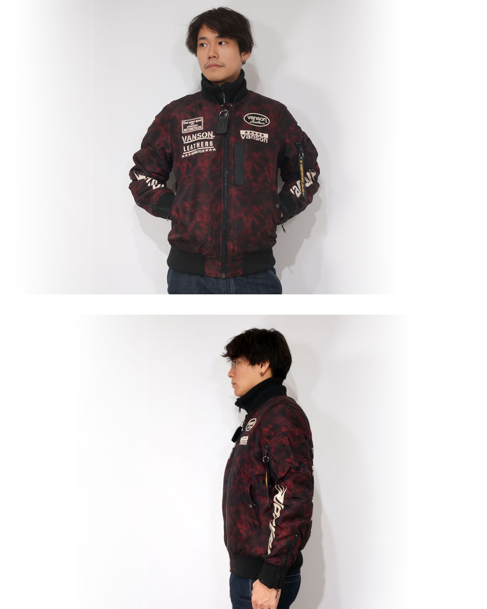 ジャケット・アウター VANSON VANSON バンソン フライングエンブレム刺繍 中綿 MA-1 フライト