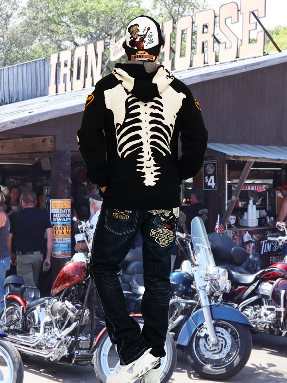 VANSON（バンソン） スケルトンボーン 刺繍 ジャガードニット パーカー