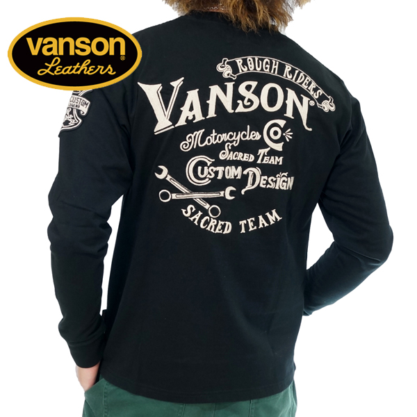 バンソン エンブレムロゴ 刺繍 長袖Tシャツ ロンTee メンズ 新作2023-2024年モデル VANSON nvlt-2314｜02brand｜02