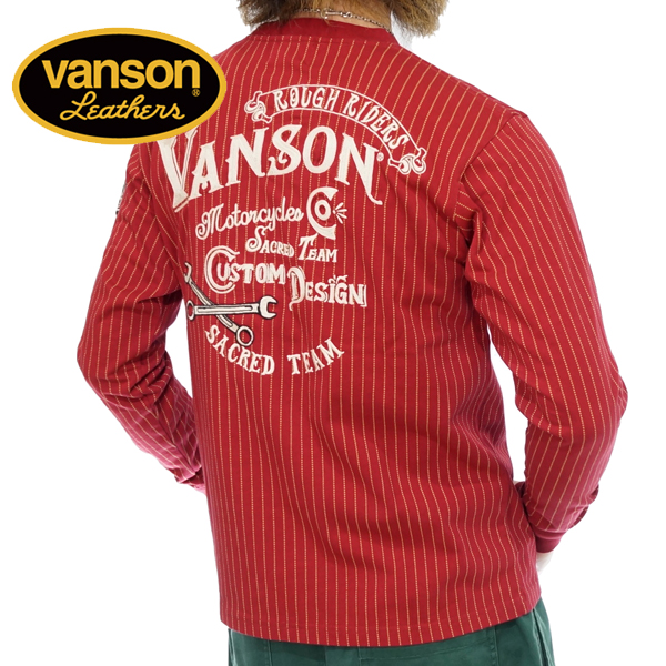 バンソン エンブレムロゴ 刺繍 長袖Tシャツ ロンTee メンズ 新作2023-2024年モデル VANSON nvlt-2314｜02brand｜03