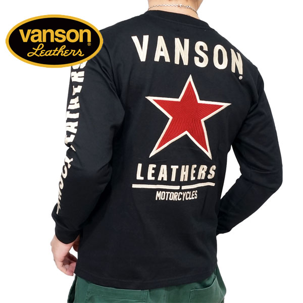 バンソン ワンスター 刺繍 長袖Tシャツ ロンTee メンズ 新作2024年モデル VANSON nvlt-2401｜02brand｜02