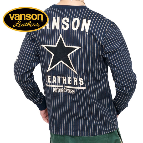 バンソン ワンスター 刺繍 長袖Tシャツ ロンTee メンズ 新作2024年モデル VANSON nvlt-2401｜02brand｜04