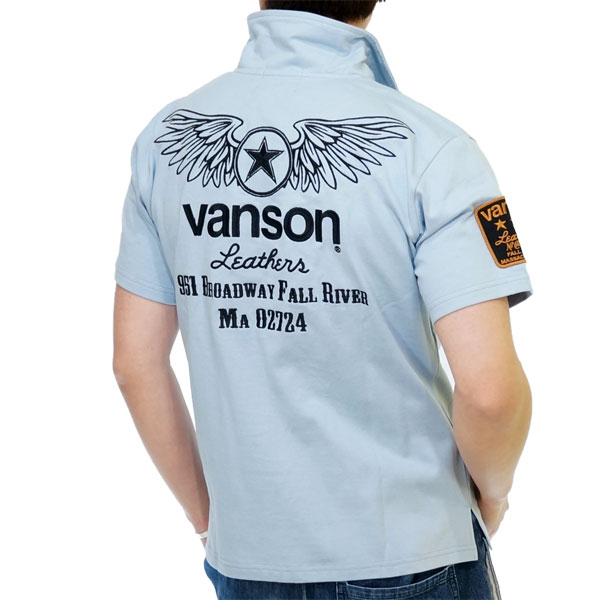 バンソン フライングエンブレム刺繍 天竺 半袖ポロシャツ メンズ 新作2024年モデル VANSON nvps-2201｜02brand｜04