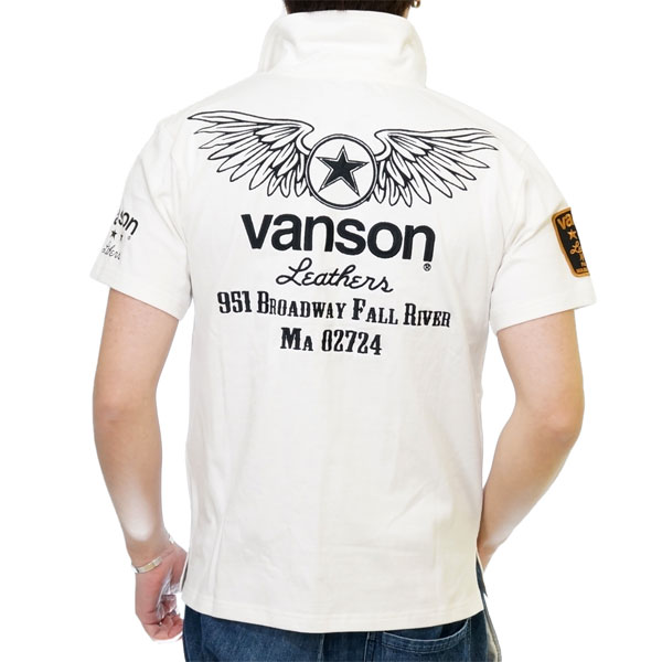 バンソン フライングエンブレム刺繍 天竺 半袖ポロシャツ メンズ 新作2024年モデル VANSON nvps-2201｜02brand｜03
