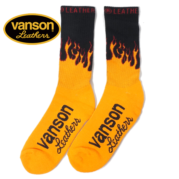 バンソン ファイアーパターン クルーソックス 靴下 メンズ 2024年新作モデル VANSON nvsc-2401a｜02brand｜02