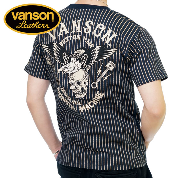 アウトレットセール!!バンソン イーグルスカル 刺繍 半袖 Tシャツ メンズ 新作2022年モデル VANSON nvst-2214｜02brand｜04