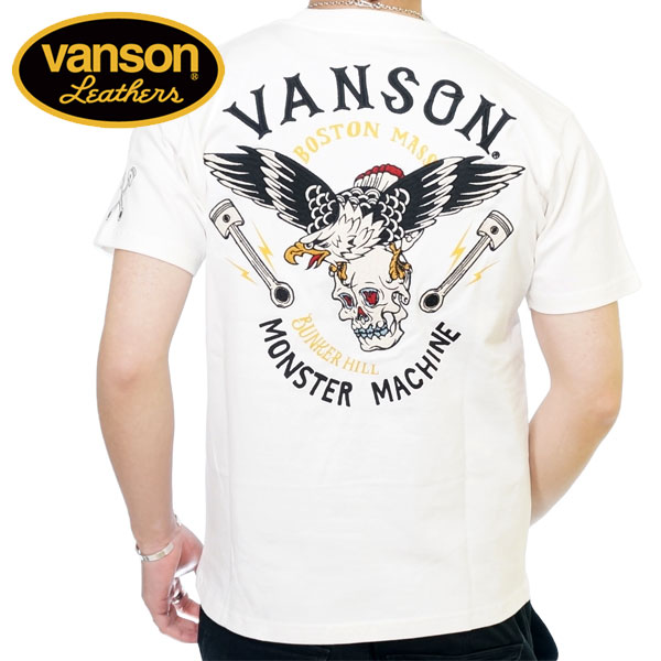 アウトレットセール!!バンソン イーグルスカル 刺繍 半袖 Tシャツ メンズ 新作2022年モデル VANSON nvst-2214｜02brand｜03
