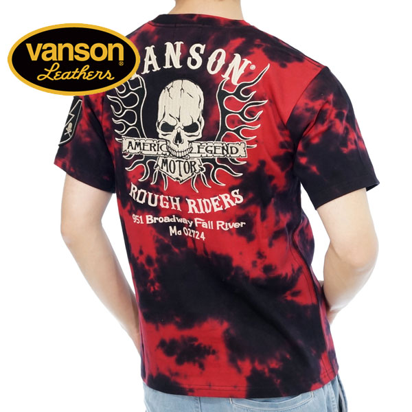 アウトレットセール!!バンソン フライングスカル 刺繍 半袖Tシャツ メンズ 新作2023年モデル VANSON nvst-2305｜02brand｜02