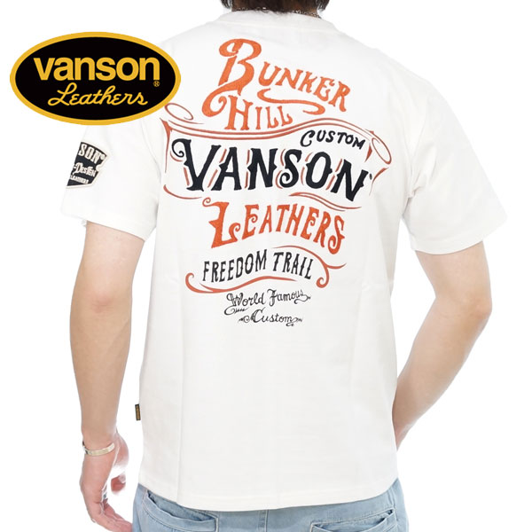 アウトレットセール!!バンソン レタリング刺繍 半袖Tシャツ メンズ 新作2023年モデル VANSON nvst-2322｜02brand｜02