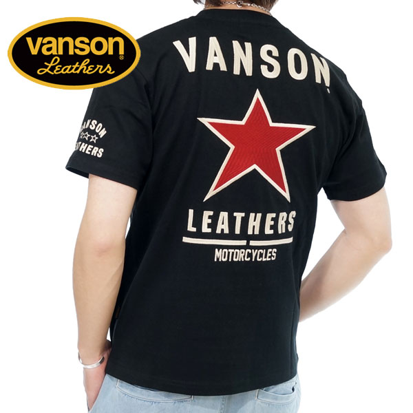 バンソン レッドスター刺繍 半袖Tシャツ メンズ 新作2024年モデル VANSON nvst-2323｜02brand｜02