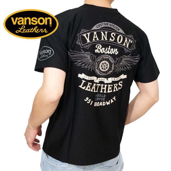 バンソン フライングホイール刺繍 ドライ 半袖Tシャツ メンズ 新作2024年モデル VANSON ...