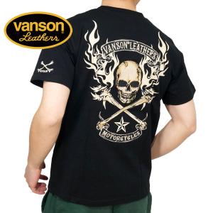 バンソン クロスボーンスカル刺繍 天竺 半袖Tシャツ メンズ 新作2024年モデル VANSON n...