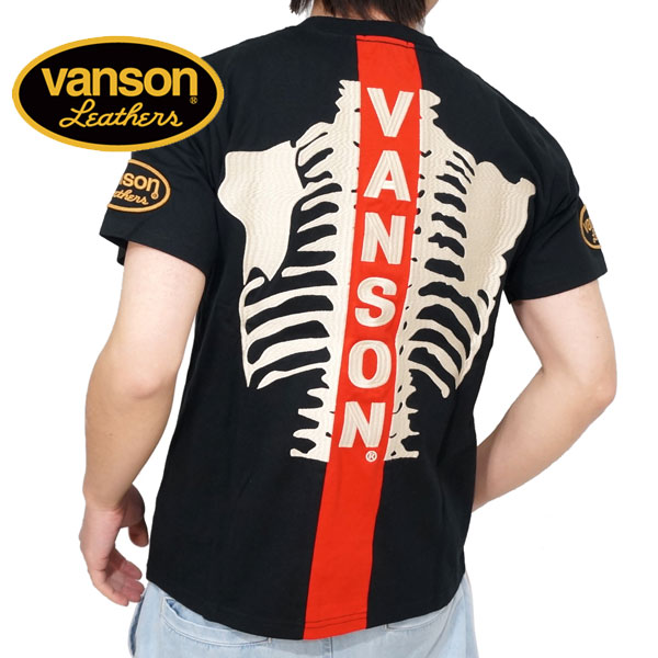 バンソン ラインボーン刺繍  半袖Tシャツ メンズ 新作2024年モデル VANSON nvst-2...