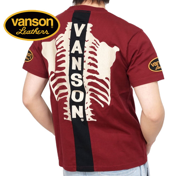 バンソン ラインボーン刺繍  半袖Tシャツ メンズ 新作2024年モデル VANSON nvst-2...
